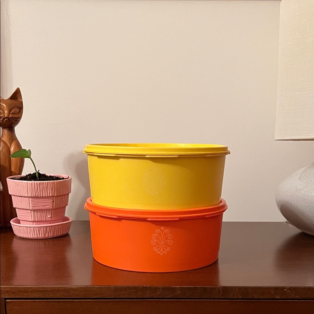 Tupperware Bright Yellow and Orange Bins